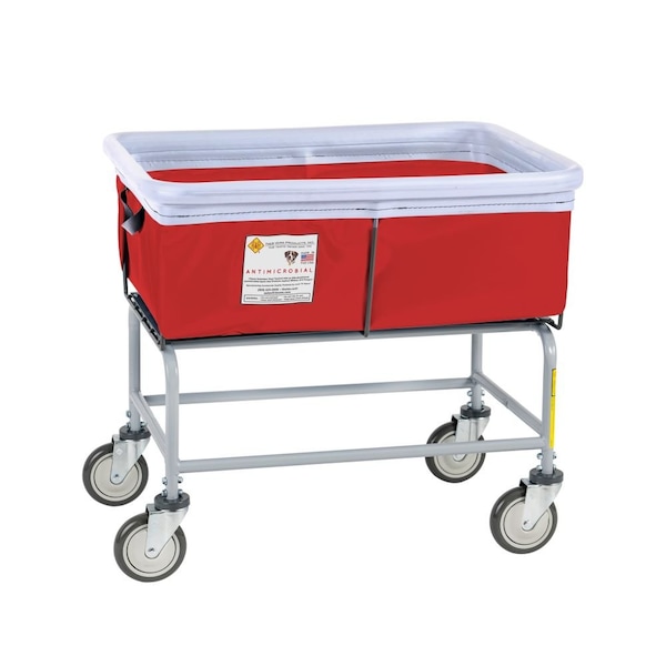 Antimicrobial Elevated Basket Truck, Vinyl, Bumper, 3 Bushel, Red